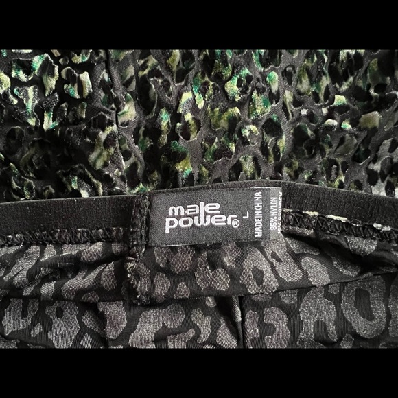 Male Power Men’s Square Cut Semi Sheer Animal Print Velvet Felt Like Feel Rare! - Picture 3 of 7